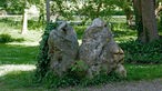Große, mit Efeu bewachsene Steine im Paffendorfer Schlossgarten