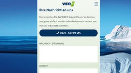 Screenshot der WDR 5 App zeigt ein Kontaktformular