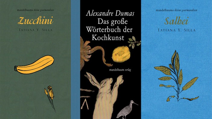 Collage mit Kochbüchern vom Mandelbaum-Verlag