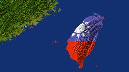Taiwan in eine Flagge gehüllt