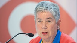 Irme Stetter-Karp, Präsidentin des Zentralkomitees der deutschen Katholiken auf der Abschlusskonferenz des Katholikentags 2022 in Stuttgart