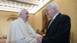 Papst Franziskus (l) empfängt Bundespräsident Frank-Walter Steinmeier zu einer Privataudienz
