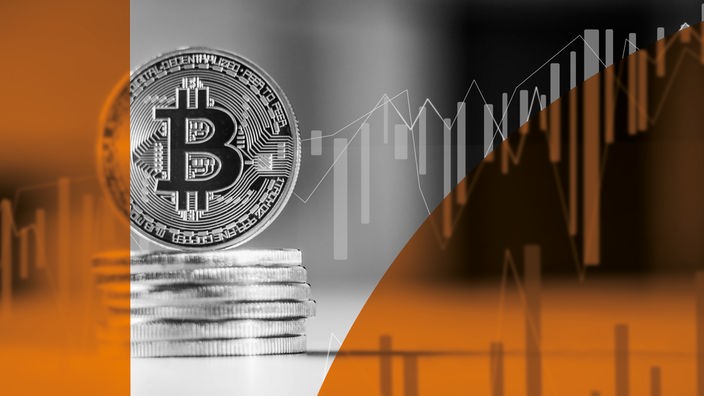Illustration des Bitcoin als Anlage an der Börse