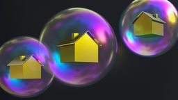Das Beitragsbild zeigt eine Illustration von 3 Häusern, eingeschlossen in bunten Seifenblasen auf schwarzem Hintergrund