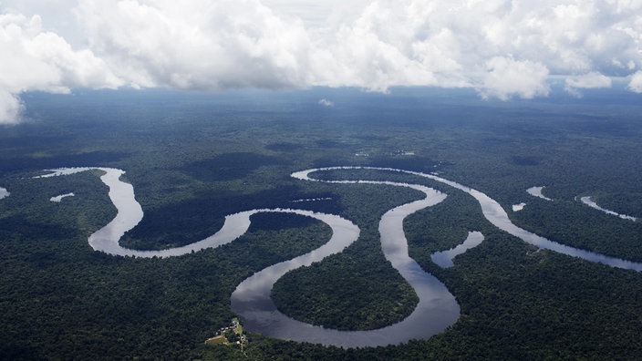 Luftbild vom peruanischen Amazonas Nanay Fluss