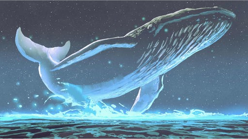 Ein Wal leuchtet am Himmel als Sternzeichen.