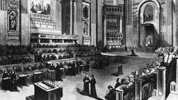  Das Erste Vatikanische Konzil zu St. Peter in Rom (unter Papst Pius IX.) am 8. Dezember 1869  Holzschnitt