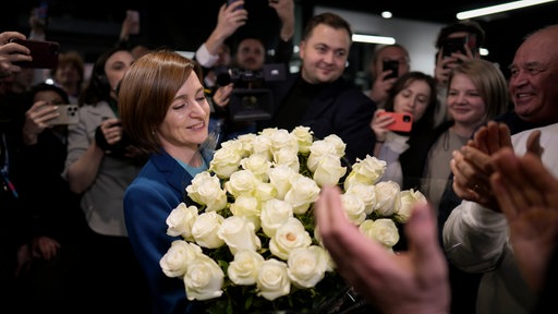 Maia Sandu nach dem Wahlsieg in Moldau.