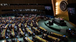 Sitzung der UN-Generalversammlung am Sitz der Vereinten Nationen in New York. 