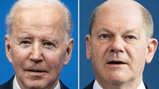 Eine Collage von Joe Biden und Olaf Scholz (2022)