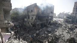 Zerstörte Häuser im Gaza-Streifen nach einem Angriff des israelischen Militärs (08.06.2024).