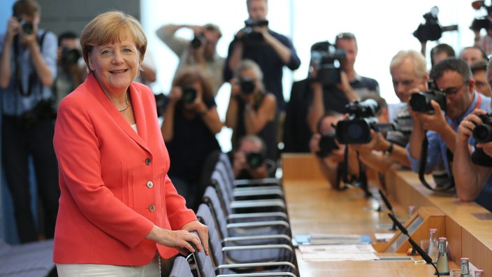 Bundeskanzlerin Angela Merkel bei der Berliner Pressekonferenz am 31.08.2015