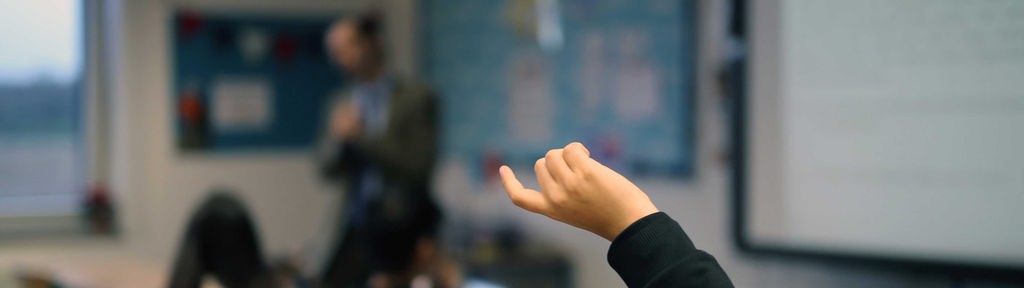 Symbolbild: Ein Kind meldet sich während des Unterrichts.