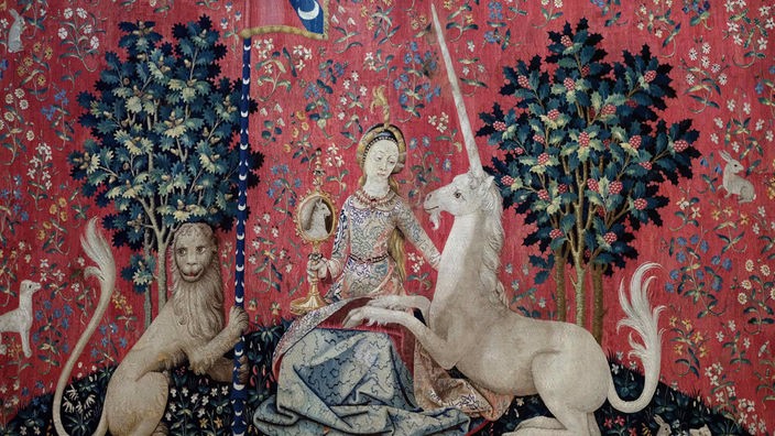 Der von der Künstlerin Maitre d'Anne de Bretagne geschaffene sogenannte "Dame und das Einhorn"-Behang besteht aus sechs Wandteppichen vom Anfang des 16. Jahrhunderts. 