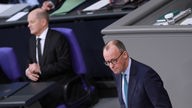 Friedrich Merz und Olaf Scholz bei der Haushaltsdebatte im Bundestag