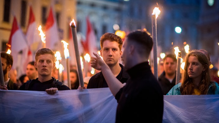 Kundgebung der Identitären Bewegung in der Wiener Innenstadt am siebten September 2019.