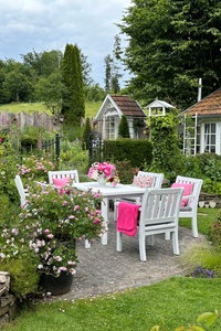 Prächtig blühende Pflanzen im Garten von Lene Fiebig. 