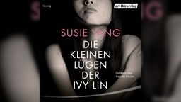 Das Cover des Hörbuchs "Die kleinen Lügen der Ivy Lin" von Susie Yang zeigt die Nahaufnahme einer dunkelhaarigen Frau vor schwarzen Hintergrund.