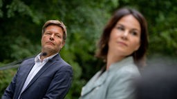 Annalena Baerbock und Robert Habeck draußen im Grünen