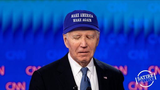 Montage von US-Präsident Biden mit einer Kappe mit der Aufschrift "Make America Wake Again"