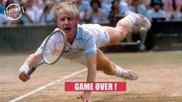 Boris Johnson hechtet in Wimbledon einem Tennisball hinterher