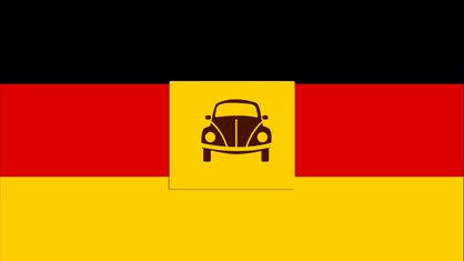 Satirische Montage einer Deutschlandflagge mit einem Auto statt des Bundesadlers