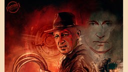 Satirische Bildmontage des Filmplakats zum neuen Indiana Jones Film, mit Jewgeni Prigoschin als Indiana Jones