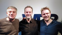 René Steinberg mit Axel Naumer und Henning Bornemann im Satire-Deluxe-Studio
