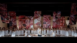 Opernchor, Tänzerinnen, Massimo Cavalletti (Macbeth) in "Macbeth" am Theater Essen