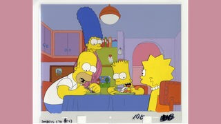 Ein Original, das in der Ausstellung zu sehen sein wird: The Simpsons, Season 3, Folge 18, Separate Vocations (dt. Der Eignungstest) - Acrylfarbe auf Folie, je 32 x 27 cm