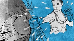Illustration: Zwei Boxhandschuhe treffen im Boxkampf aufeinander
