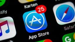 App Icons Anzeige auf einem Bildschirm vom Handy Apple App Store iOS.