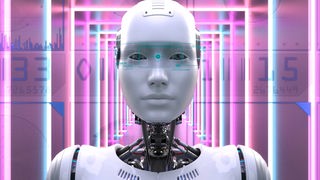 Künstlerische 3D-Illustration eines Cyborgs mit künstlicher Intelligenz, 08.03.2023. 