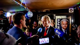 PVV-Chef Geert Wilders antwortet auf die Ergebnisse der Wahlen zum Repräsentantenhaus, 22.11.2023. 