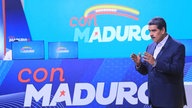 Nicolás Maduro während der Ausstrahlung der ersten Ausgabe seiner  Fernsehsendung mit dem Titel "Con Maduro“, 17.03.2023.