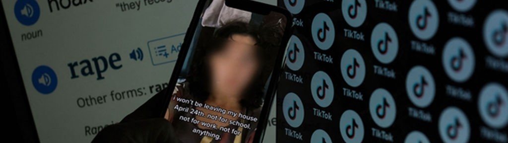 Illustrationsfoto zeigt ein auf TikTok abgespieltes Video, in dem der Nutzer vor der Rückkehr des Nationalen Vergewaltigungstages warnt, Los Angeles, 14.04.2024.