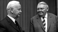 Heinrich Lübke (l) und Ludwig Erhard (r) am 27.10.1966