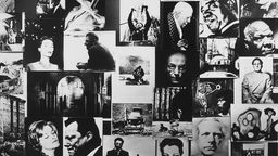 Ausstellung "Photografien 1900 - 1970", Collage-Wand