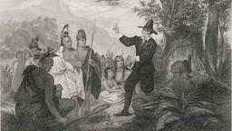 John Eliot predigt zu den amerikanischen Ureinwohnern