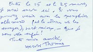 Handgeschriebener Brief von Henri Thomas an Thomas Laux, 7. März 1988