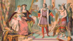 Kolumbus vor Koenig Ferdinand und Königin Isabella