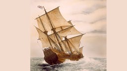 "Mayflower", Stahlstich nach Gemälde, um 1850