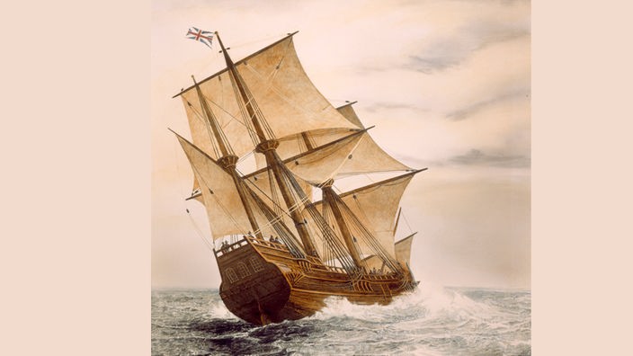 "Mayflower", Stahlstich nach Gemälde, um 1850