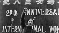 Song Meiling hält eine Rede am Internationalen Frauentag