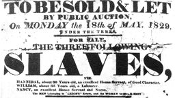 Anzeige einer Auktion in Amerika im Jahr 1829