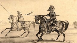 Illustration von Sultan Saladin auf dem Pferd