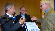 Helmlé-Preis 2005 - SR-Intendant Fritz Raff, Tobias Scheffel  und Dr. Walter Koch
