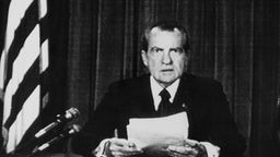 Richard Nixon (1913-1994), Präsident, USA, erklärt seinen Rücktritt nach der Watergate-Affäre, 09.08.1974 
