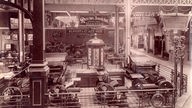 Weltausstellung in Paris 1889, Innenansicht der Galerie des mit machines mit Schnellpressen