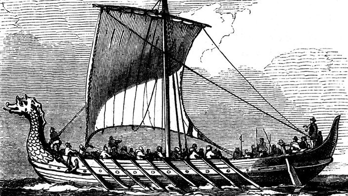 Ein Wikingerschiff auf See